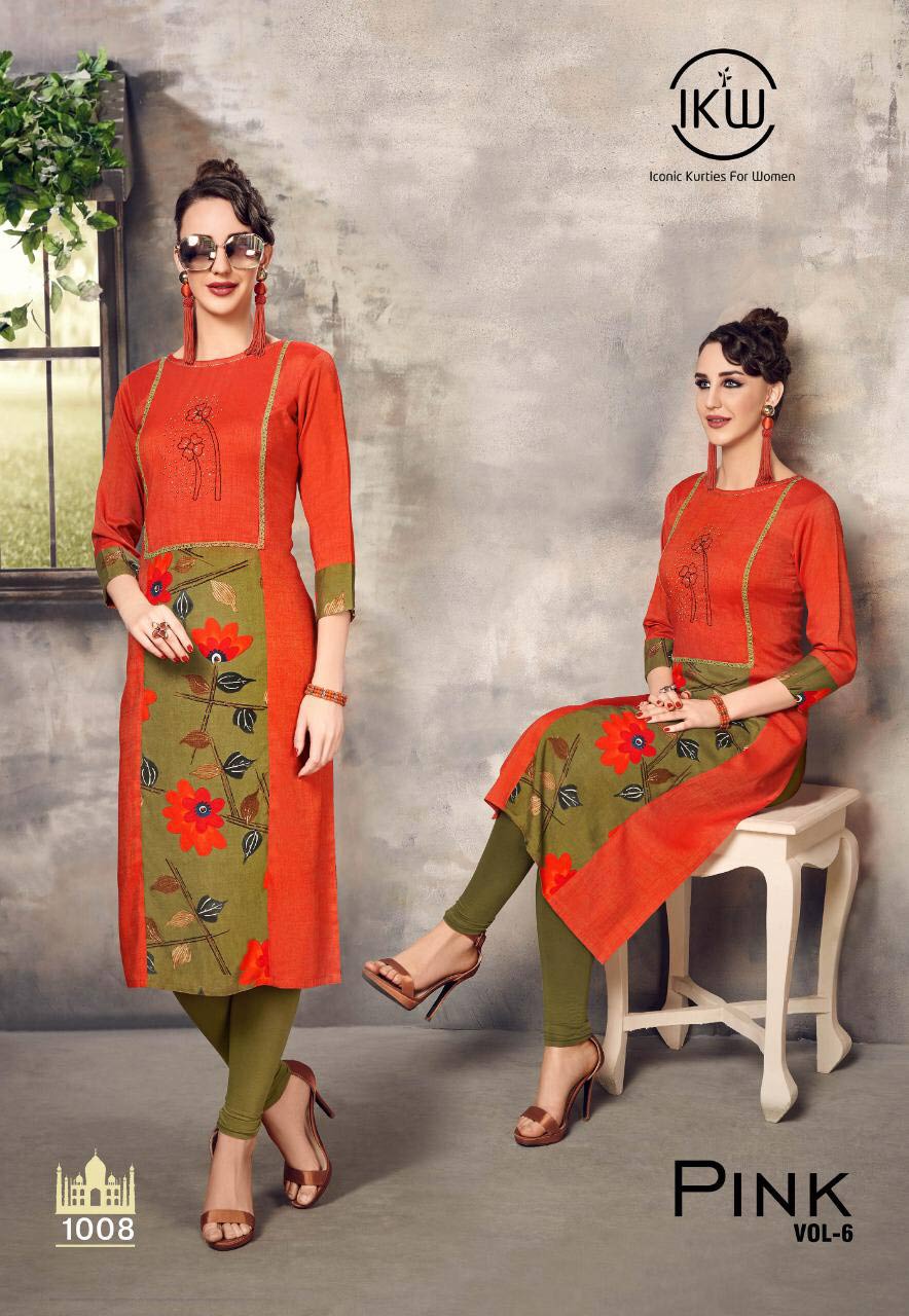 Pink Vol-6 IKW Designs Straight Kurti Wholesaler Surata Pink Vol-6 IKW Designs Straight Kurti Wholesaler Surata